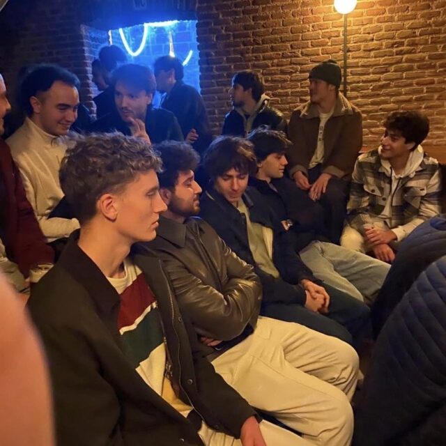 Audience packed into the room at a No Offense, But... show